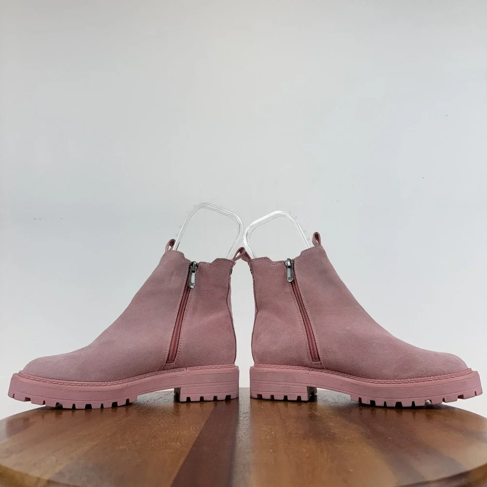 Big Kids Sam Edelman Laguna Pink Leather Lug Sole Chelsea Ankle Boots‎ Size 4 Y
